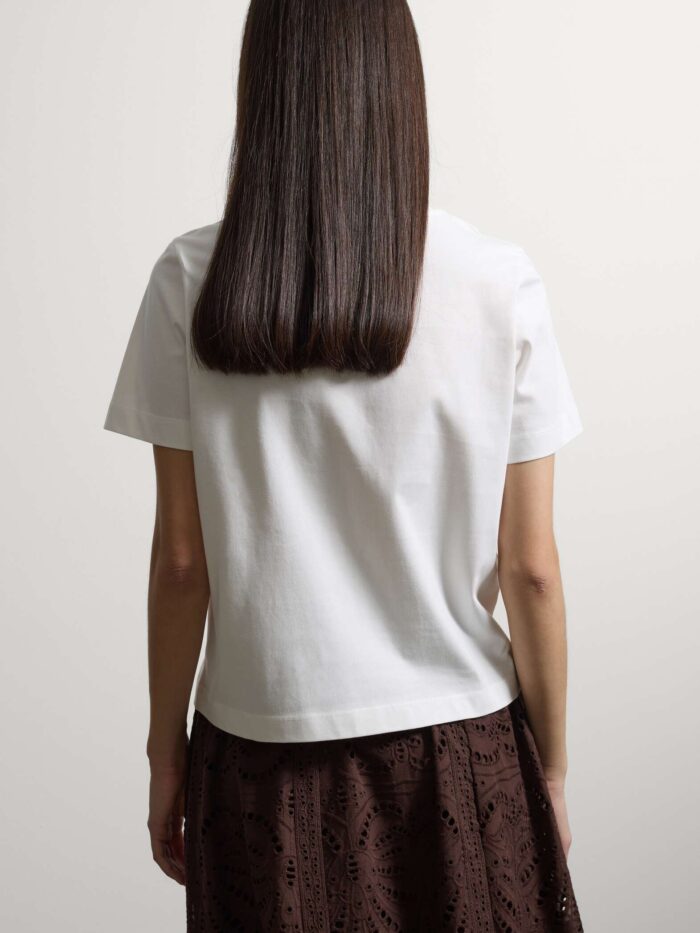 STEFANEL Regular-fit pure cotton T-shirt with beaded shells White - Image 4