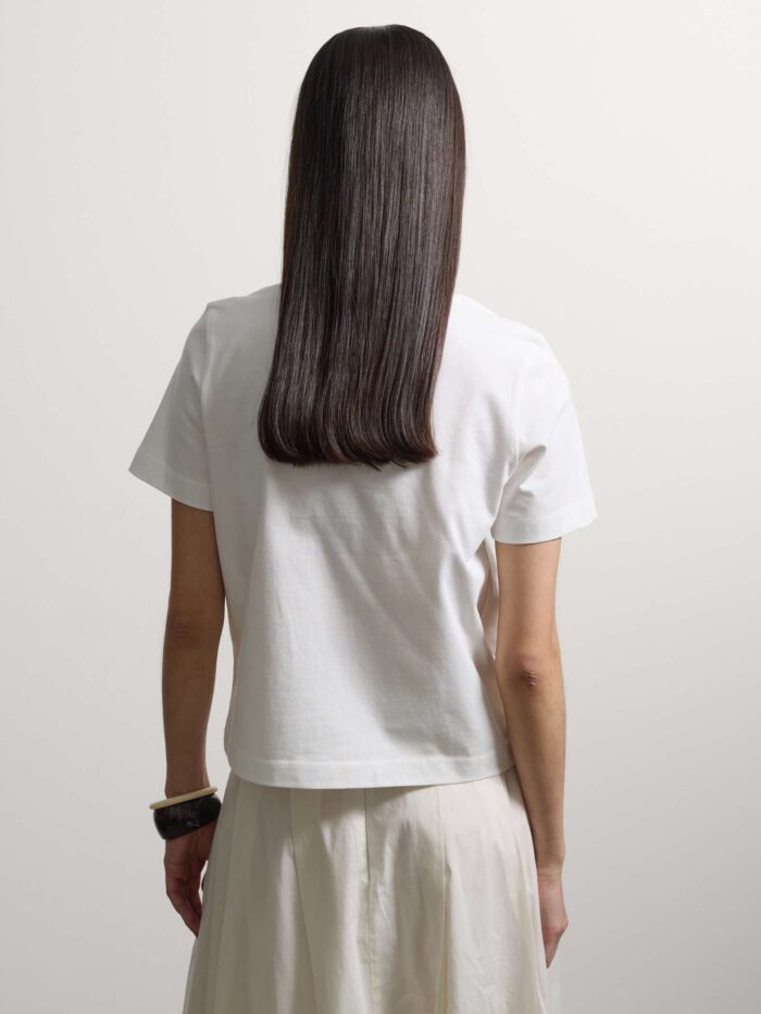 STEFANEL Regular-fit pure cotton T-shirt with beaded fish White - Image 3