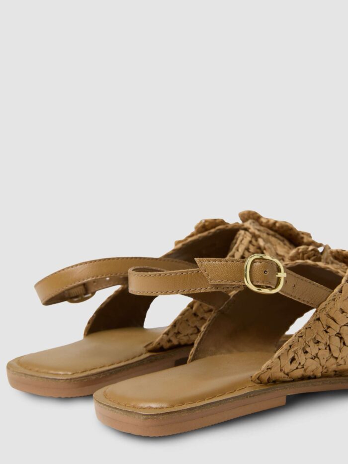 STEFANEL woven sandals with floral appliques Beige - Image 3