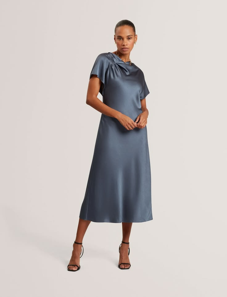 11c41a8ea2264ac482e7e6703aeeb99c (1) TED BAKER Dasha Draped Neck Midi Dress - Image 1