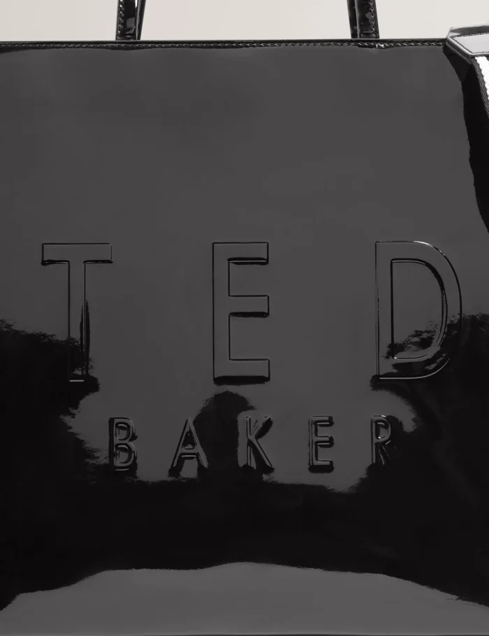 TED BAKER Iconny Patent Webbing Strap Large Icon Tote Bag Black - Image 5