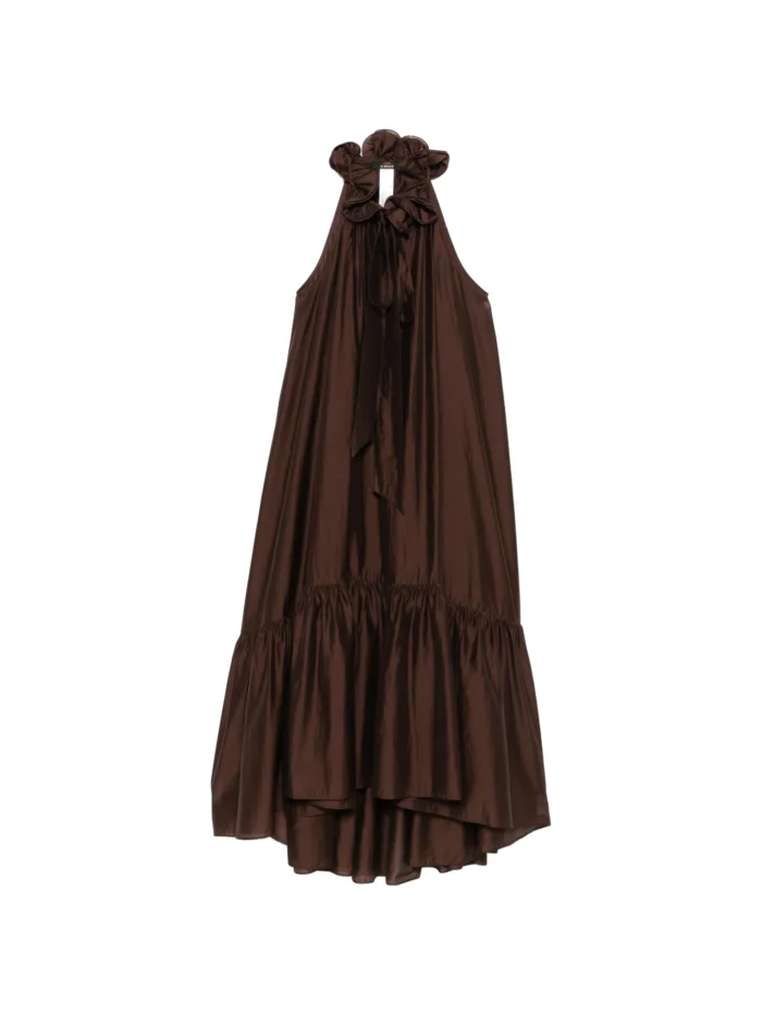 ACTITUDE Long Voile Dress With Ruffles Brown - Image 4