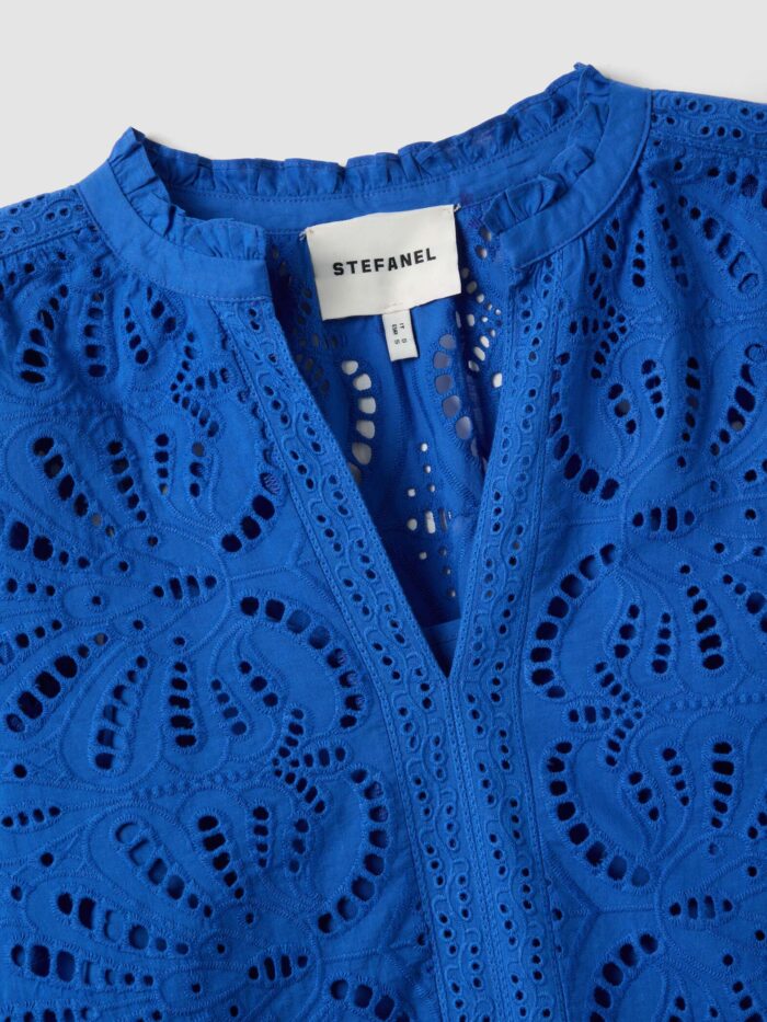 STEFANEL Blouse in pure Sangallo cotton Blue - Image 3