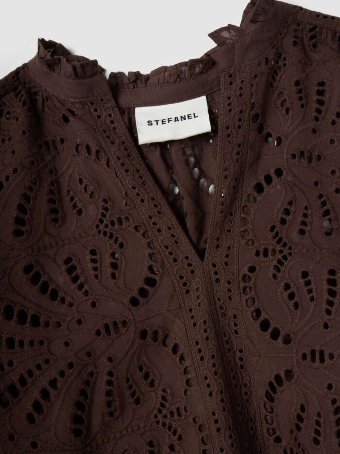 STEFANEL blouse in pure Sangallo cotton Brown - Image 5