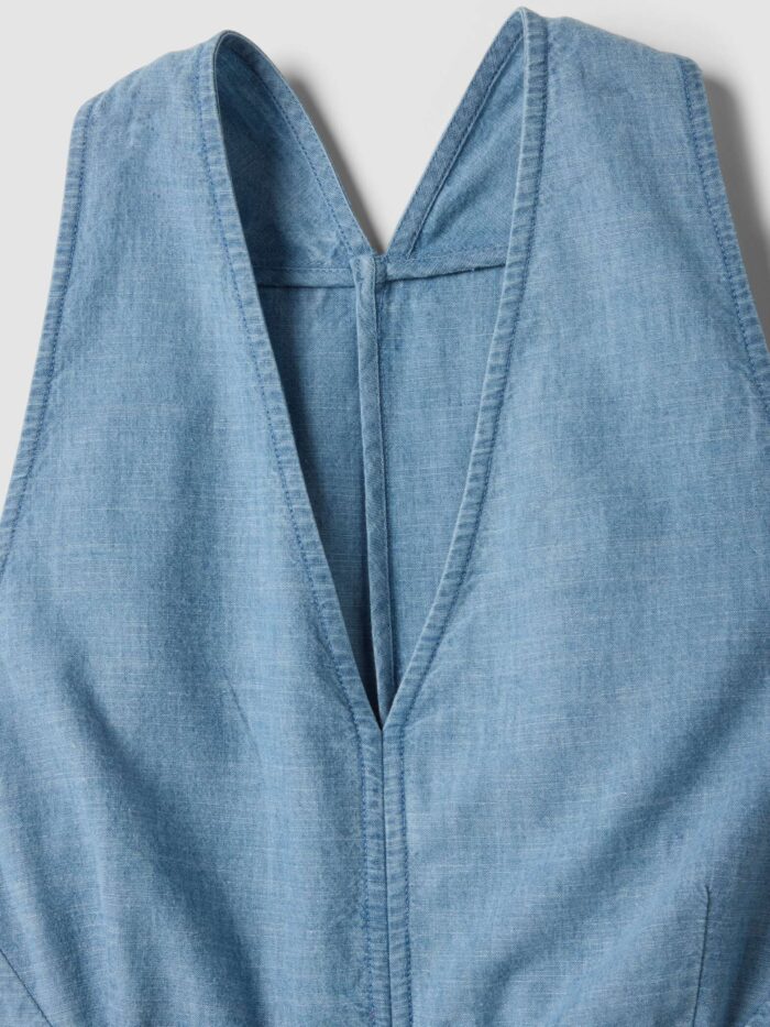 STEFANEL Maxi denim dress in pure cotton, regular fit, with belt Blue - Image 6