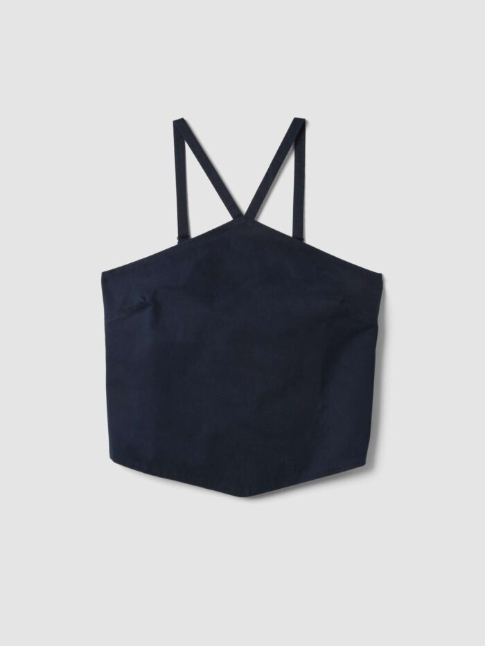STEFANEL Slim-fit pure cotton top with thin shoulder straps Blue - Image 4