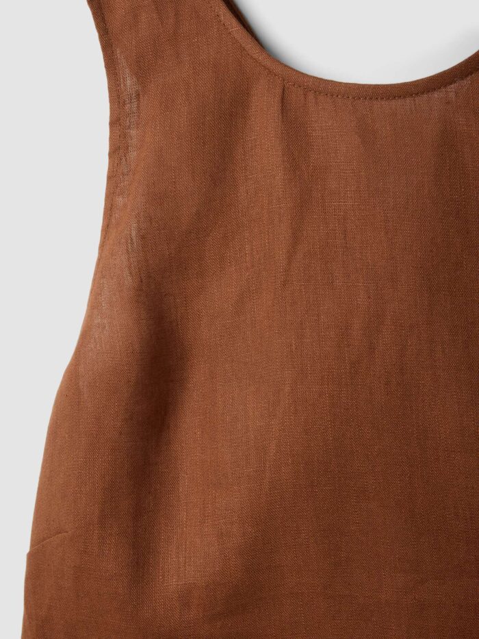 STEFANEL sleeveless midi dress in pure linen, regular fit Brown - Image 5