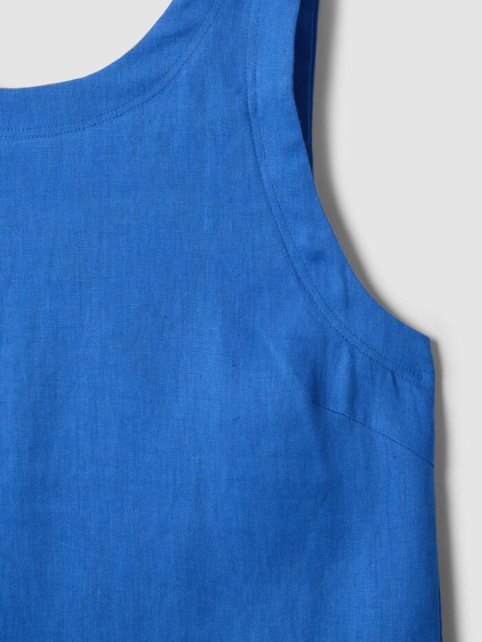 STEFANEL Regular fit sleeveless linen mini dress Blue - Image 5