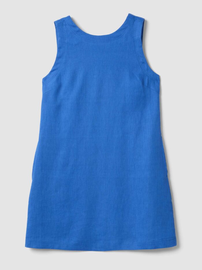 STEFANEL Regular fit sleeveless linen mini dress Blue - Image 6