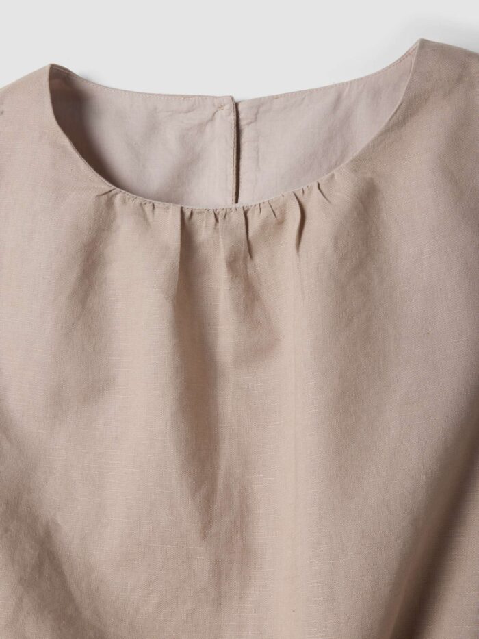 STEFANEL Sleeveless top in linen and cotton blend, oversized fit Beige - Image 5