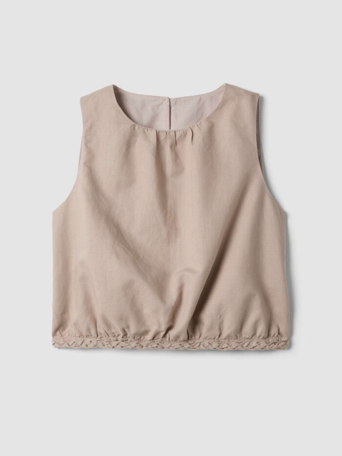 STEFANEL Sleeveless top in linen and cotton blend, oversized fit Beige - Image 6