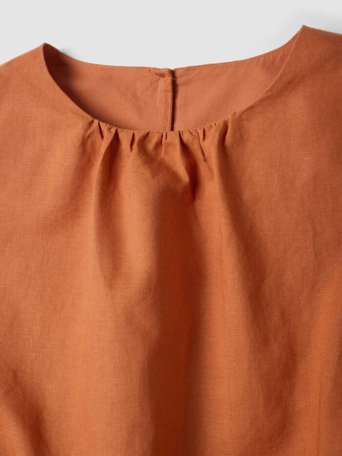 STEFANEL  sleeveless top in oversized cotton and linen blend Orange - Image 6