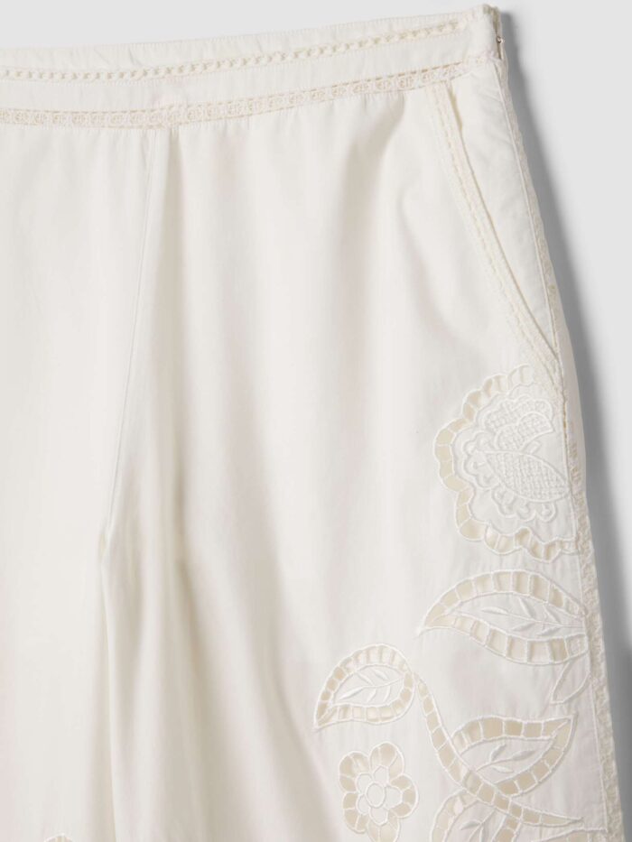 STEFANEL Wide-leg trousers in pure cotton with openwork embroidery White - Image 5