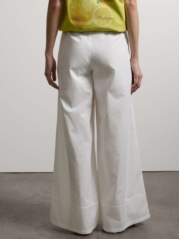 STEFANEL Wide-leg trousers in pure cotton with openwork embroidery White - Image 4