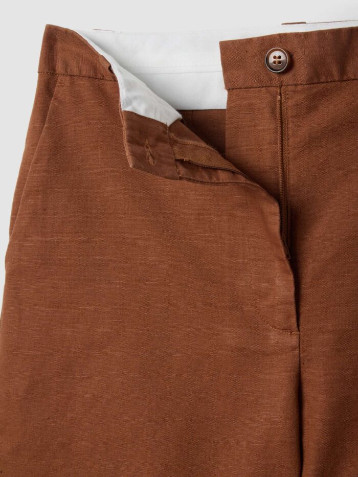 STEFANEL Shorts in a regular fit linen and cotton blend Brown - Image 5