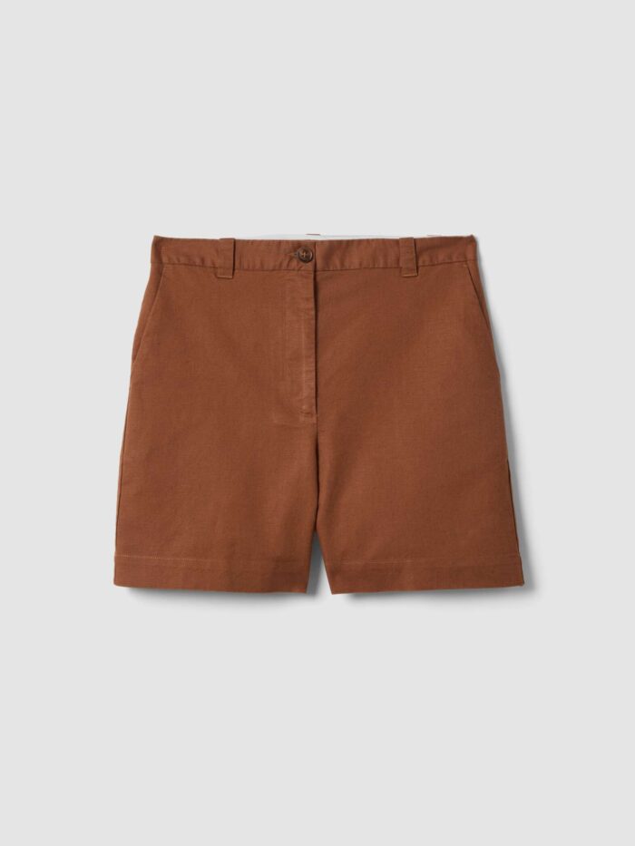 STEFANEL Shorts in a regular fit linen and cotton blend Brown - Image 6