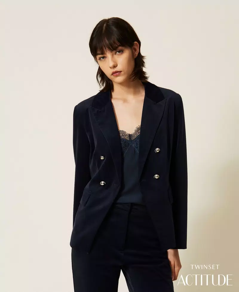 262AP2270_13182_PA ACTITUDE Velvet blazer Blue - Image 1