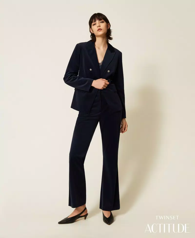 262AP2271_13182_PA ACTITUDE Flared velvet trousers Blue - Image 1