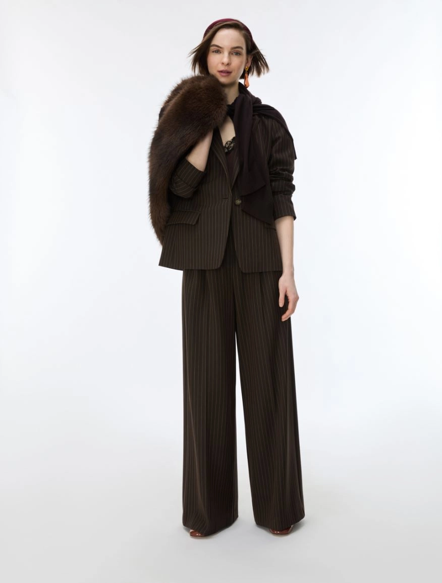 7136226102014-a-iblkiwi_normal i BLUES Pleated wide leg trousers Brown - Image 1