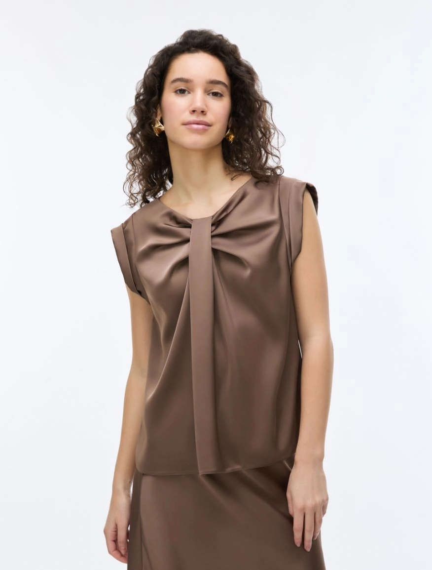 7166036102004-c-ibltunica_normal i BLUES Satin top Brown - Image 1