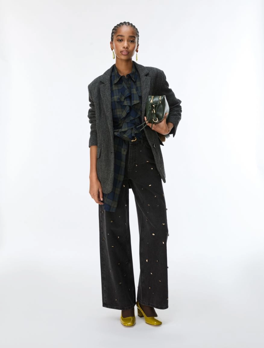 7186076102002-d-iblninashine_normal i BLUES Rhinestone jeans BLACK - Image 1