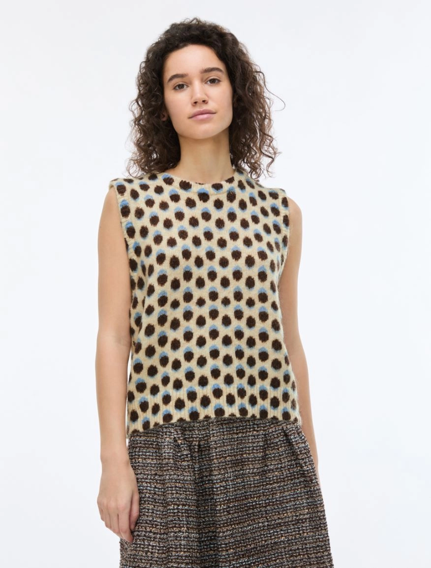 7356036102007-a-iblfune_normal i BLUES Printed gilet Cream - Image 1