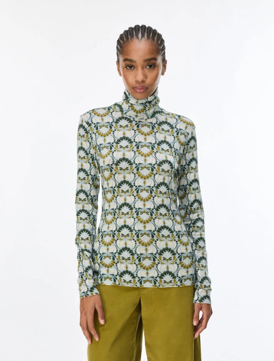 7946036102002-a-iblvolante_normal i BLUES Printed polo neck jumper Aquamarine - Image 1