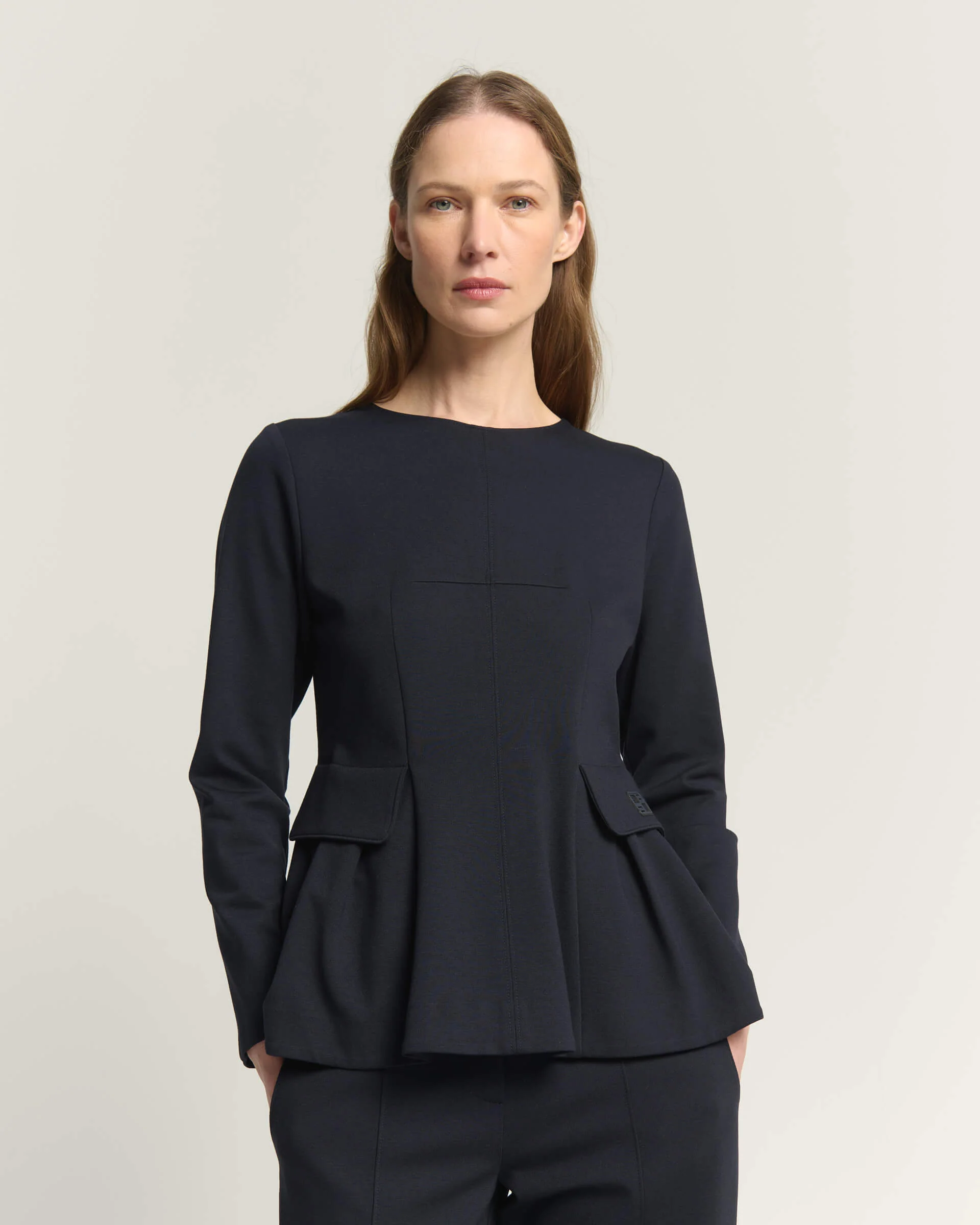 SDOSAHTC63XV52N6ROLGPE2SOLA BEATRICE Peplum shirt with pockets Dark blue - Image 1