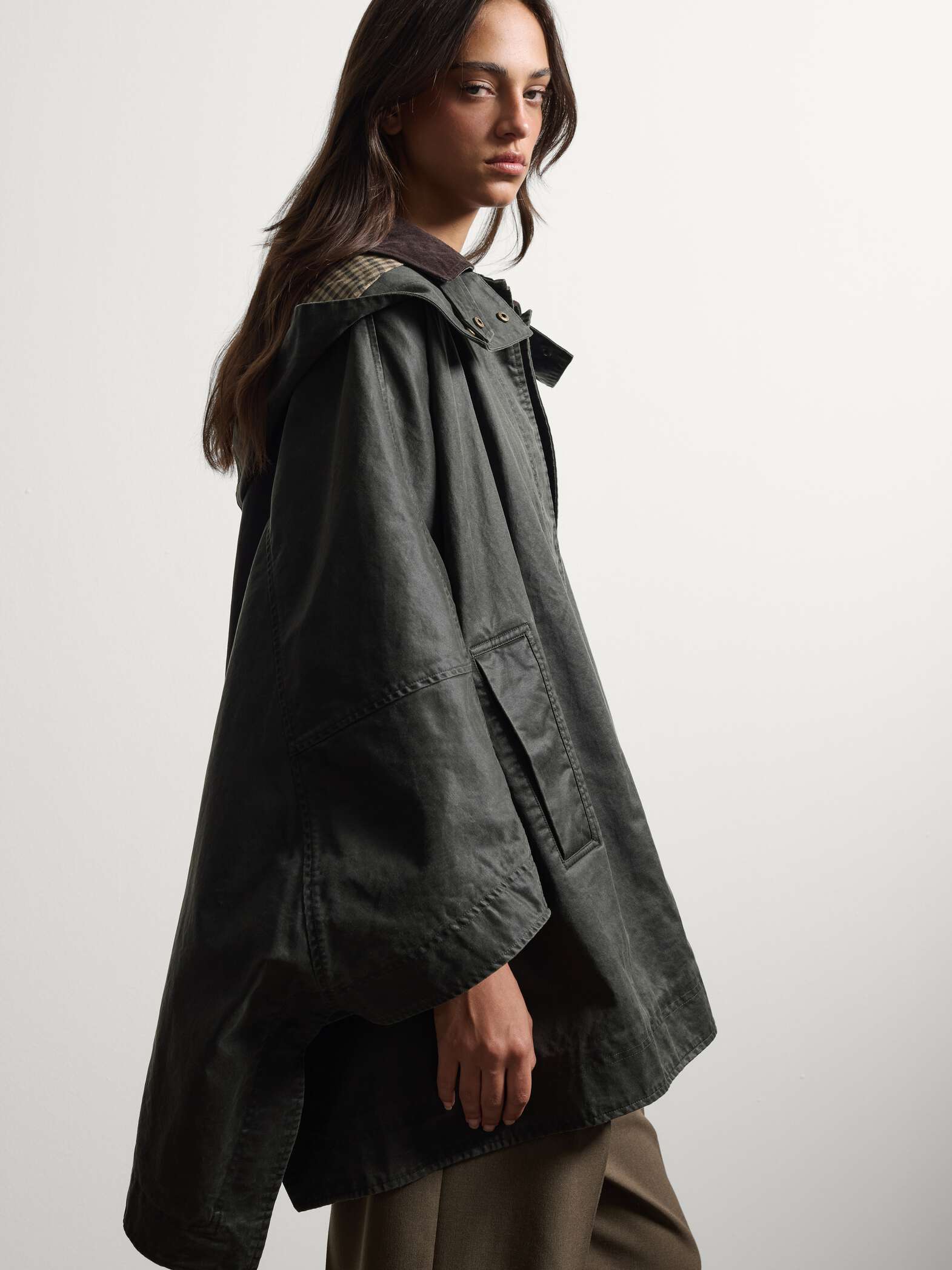 003571486_SD1 STEFANEL cotton-blend cape with concealed zip, oversized fit Black - Image 1
