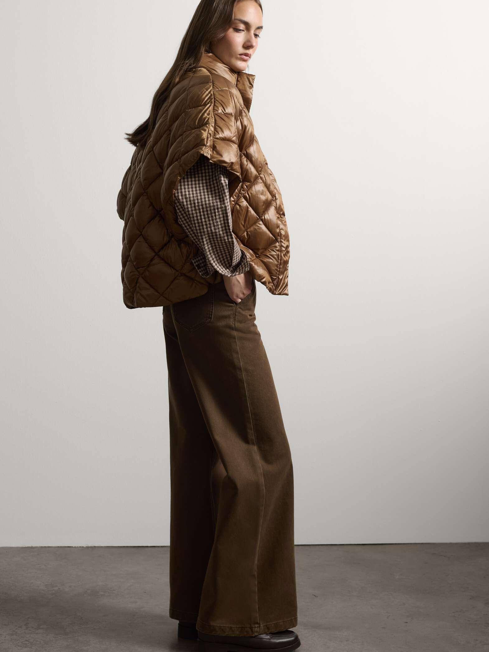 003571496_SD1 STEFANEL Quilted jacket with high-neck zip Bronze brown - Image 1