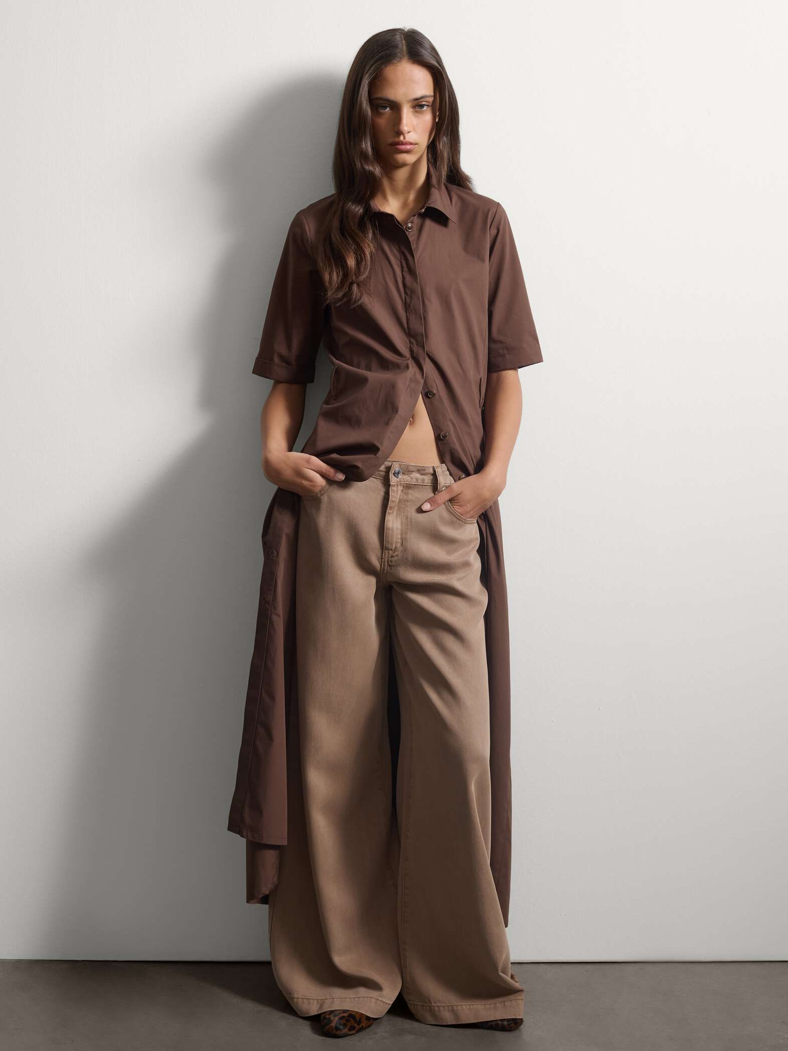 003571514_SL STEFANEL Pure lyocell wide-leg denim jeans Brown - Image 1