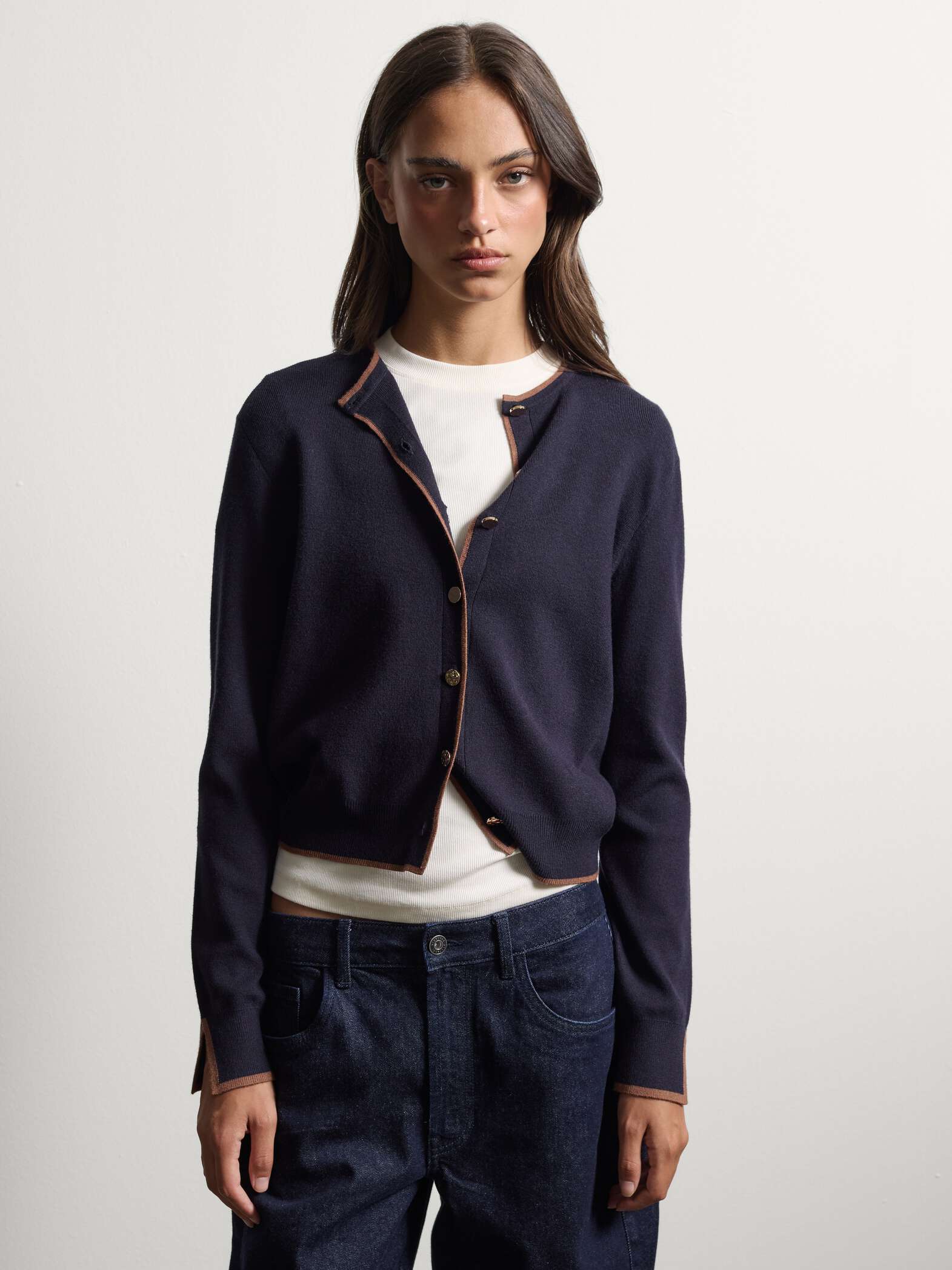 003571749_SF STEFANEL button-through cardigan in viscose blend, regular fit Blue - Image 1