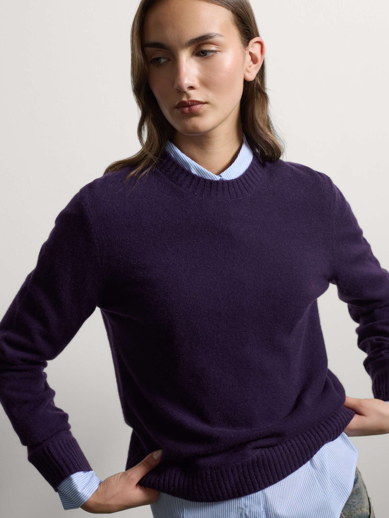 003572073_SD1 STEFANEL STEFANEL Pure cashmere crew-neck jumper with a regular fit Purple - Image 1