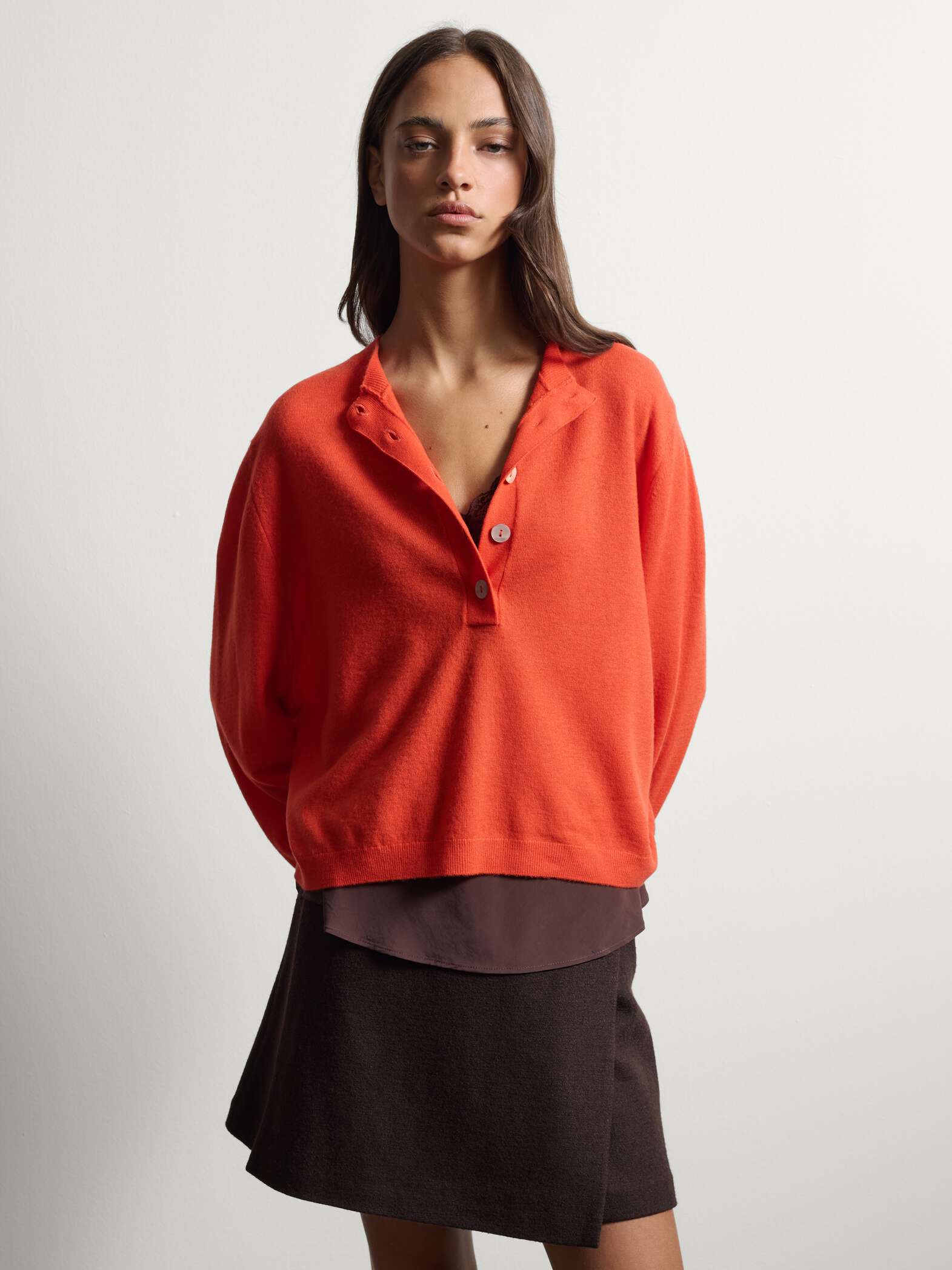 003572118_SF STEFANEL Pure wool regular-fit crew-neck jumper Orange - Image 1