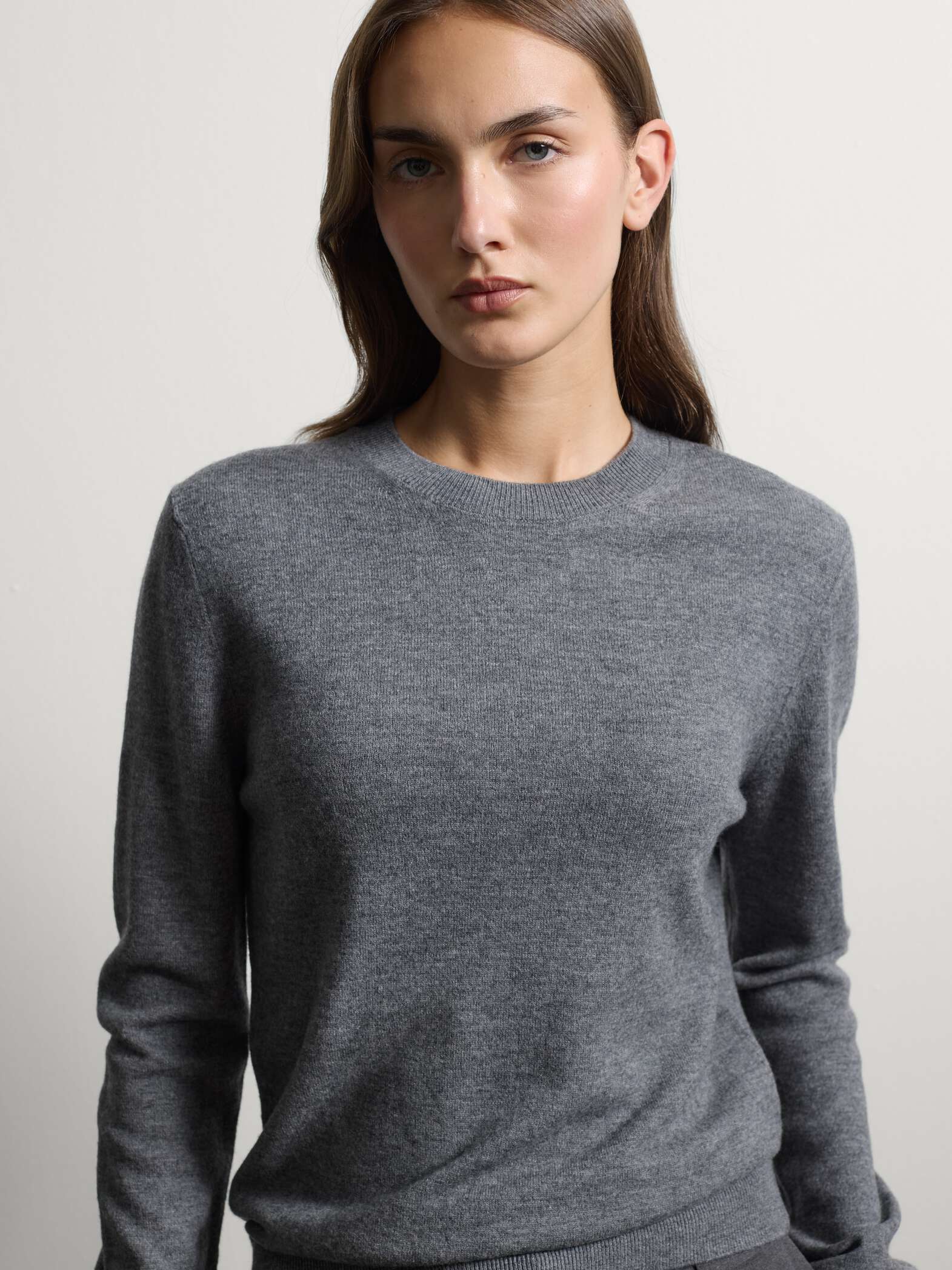 003572163_SD1 STEFANEL Pure wool crew-neck jumper, regular fit Grey - Image 1