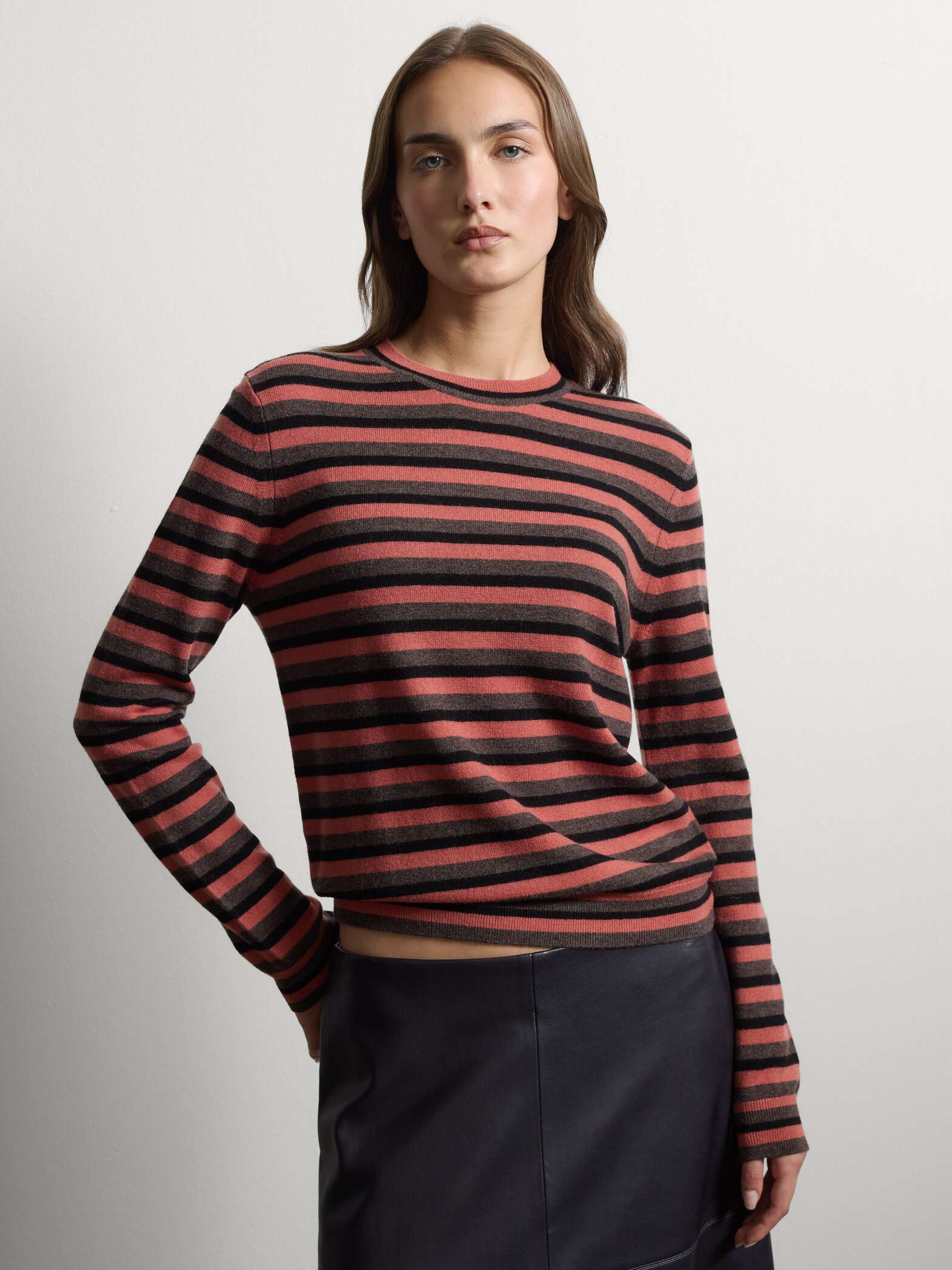 003572188_SF STEFANEL Pure wool striped crew-neck jumper Red - Image 1