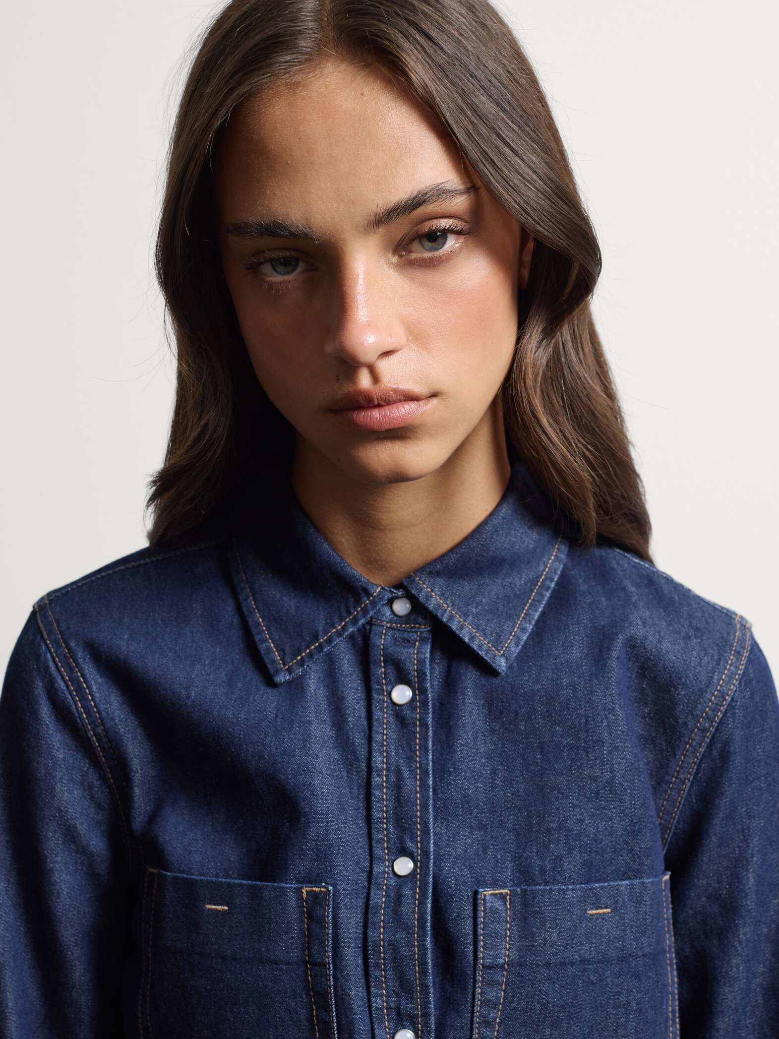 003572687_SD1 STEFANEL Denim shirt in pure cotton, regular fit Blue - Image 1