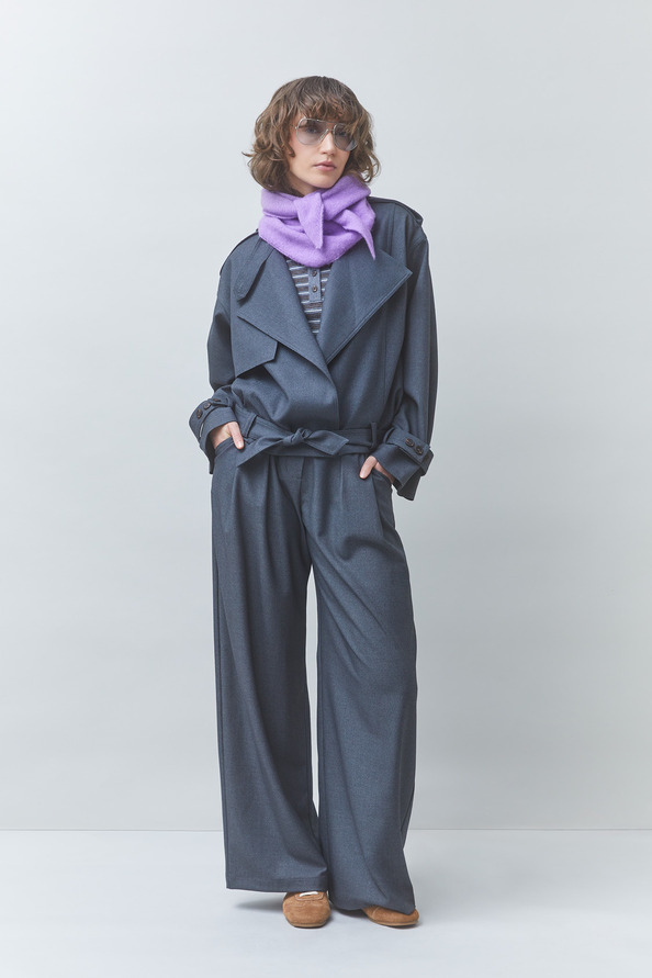 00W006017A SUNCOO JOVIAL Plain carbon wide-leg pants - Image 1