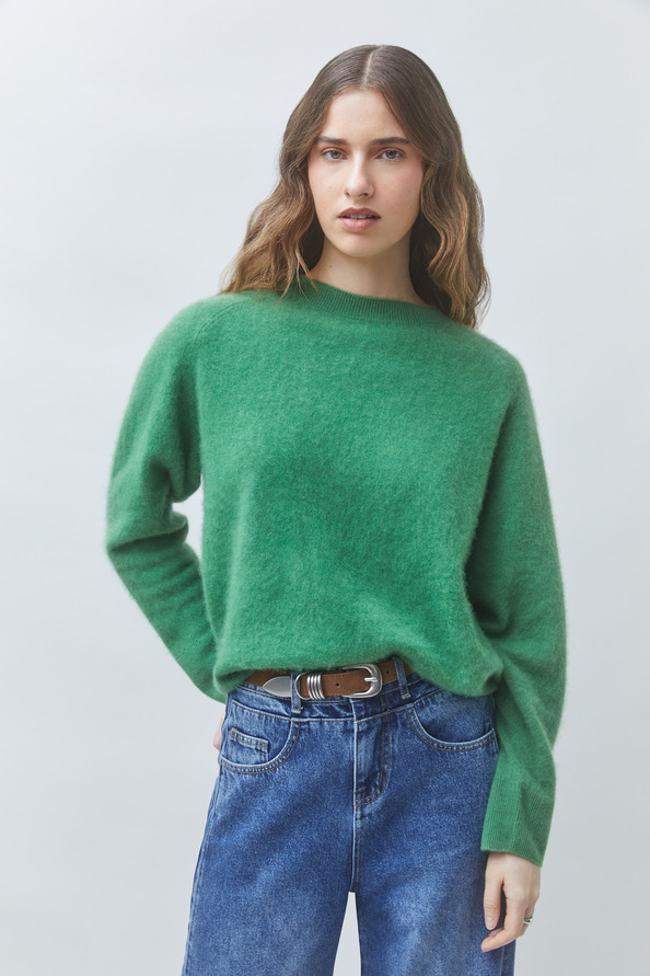 00W006166B SUNCOO PICADI Plain green wool jumper - Image 1