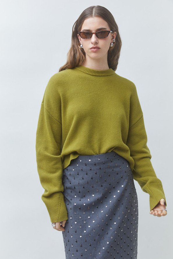 00W006170B SUNCOO PAULVAR Plain olive wool jumper - Image 1