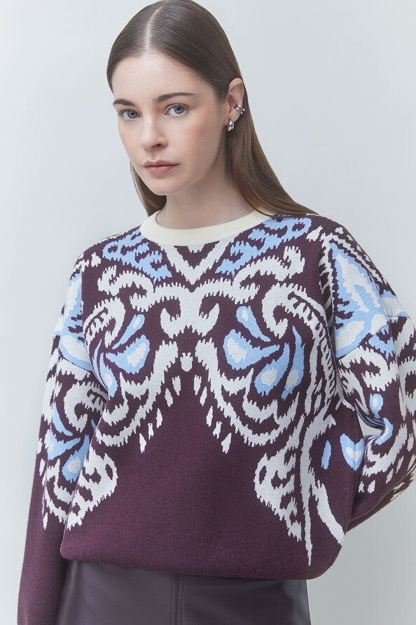 00W006202B SUNCOO PAVARO Fancy jacquard jumper Purple - Image 1