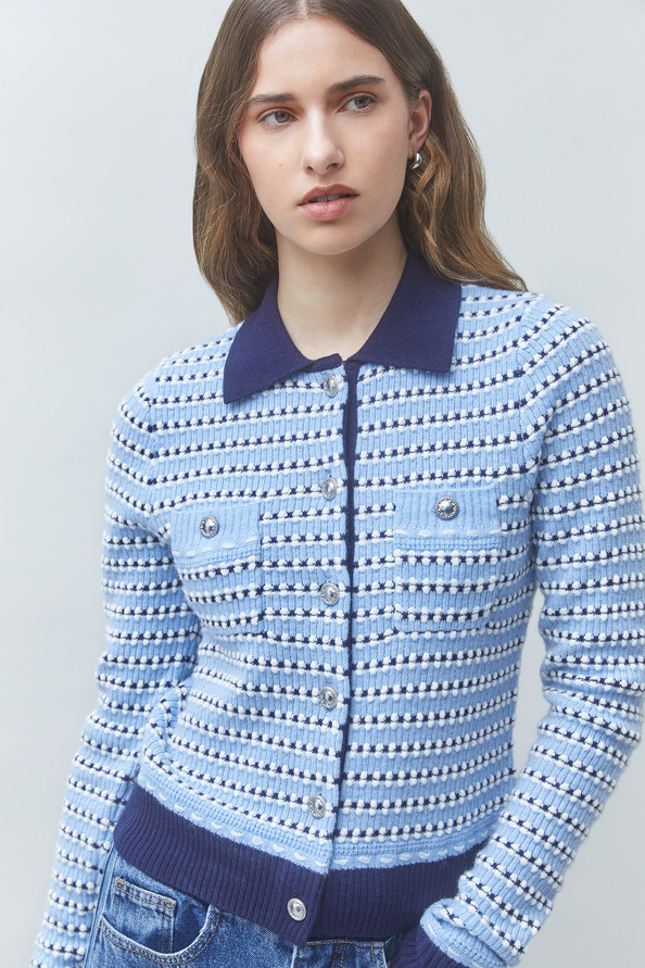 00W006212B SUNCOO GUALEM Fantasy striped cardigan Sky blue - Image 1