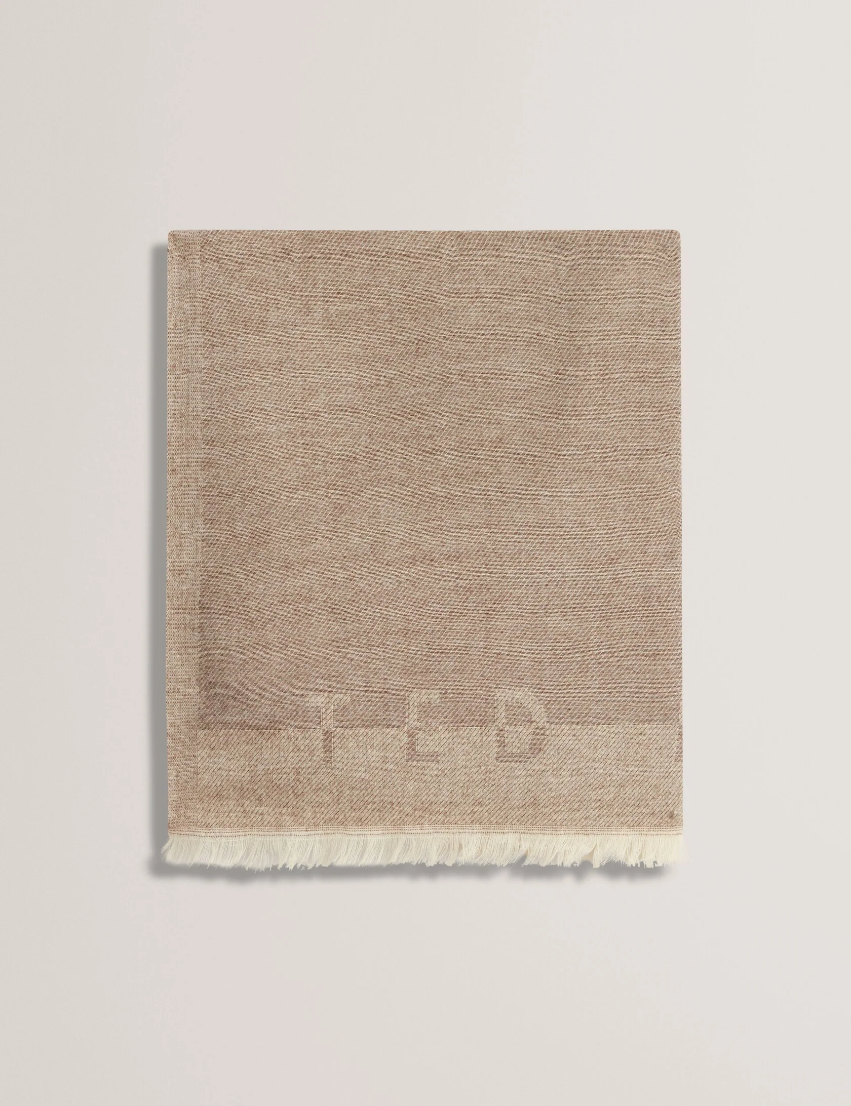 285985_BRN-CHOC_1 TED BAKER BOWINS Branded Woven Scarf Choco - Image 1