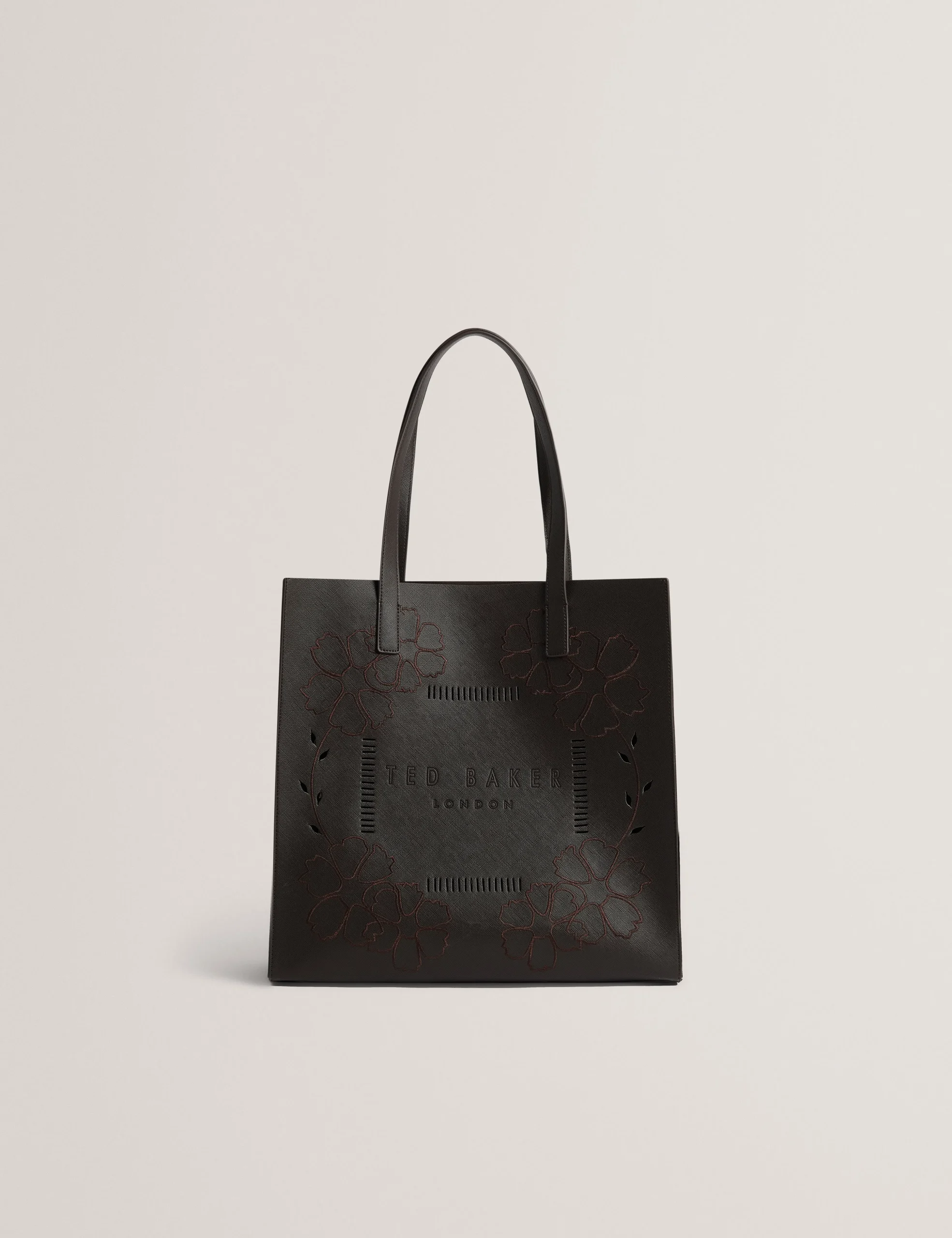 6575335 TED BAKER Embroidery Floral Large Icon Bag Choco - Image 1