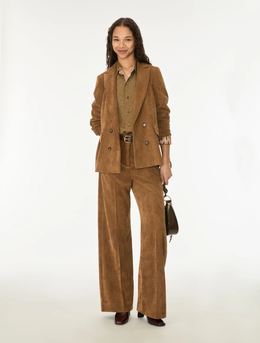 7136016202004-d-iblfanfara_normal i BLUES Velvet trousers Hazelnut Brown - Image 1