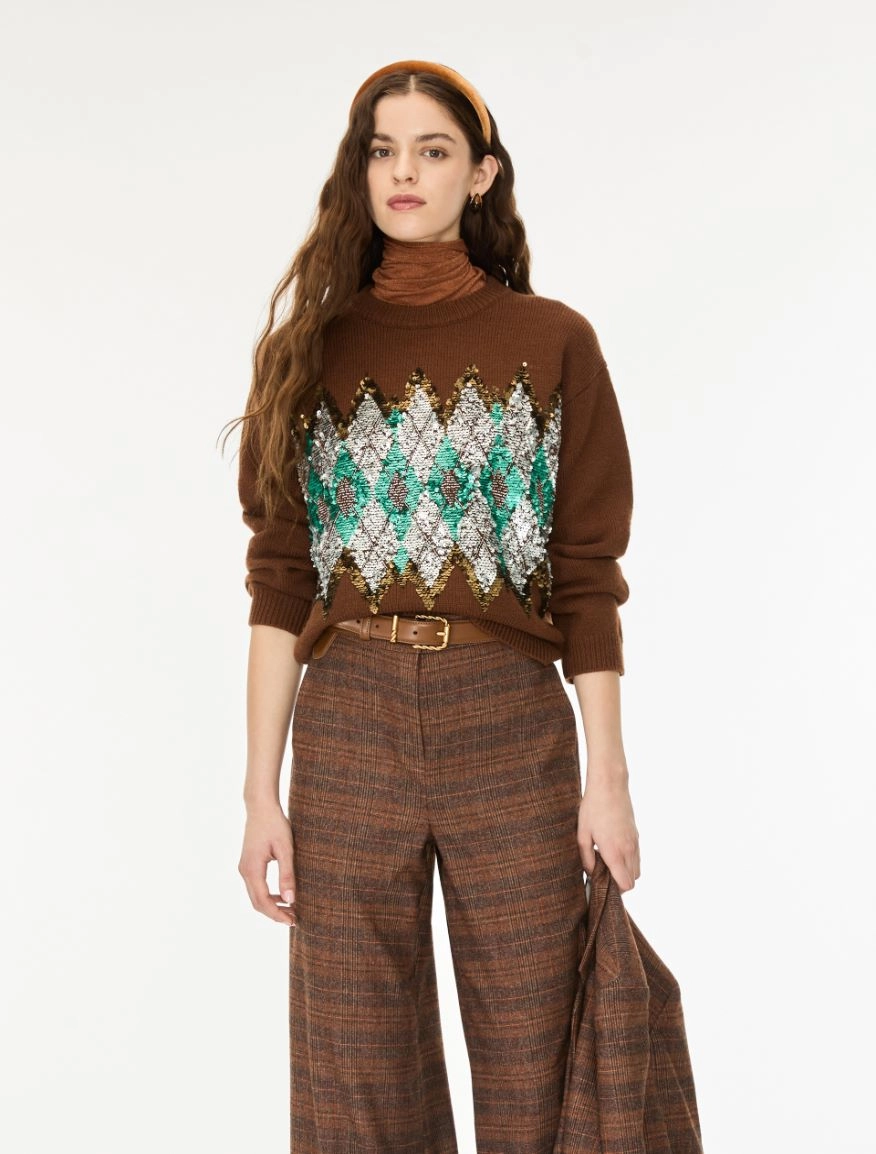 7366166202013-a-ibloxiria_normal i BLUES Sequin embroidered jumper Nut - Image 1