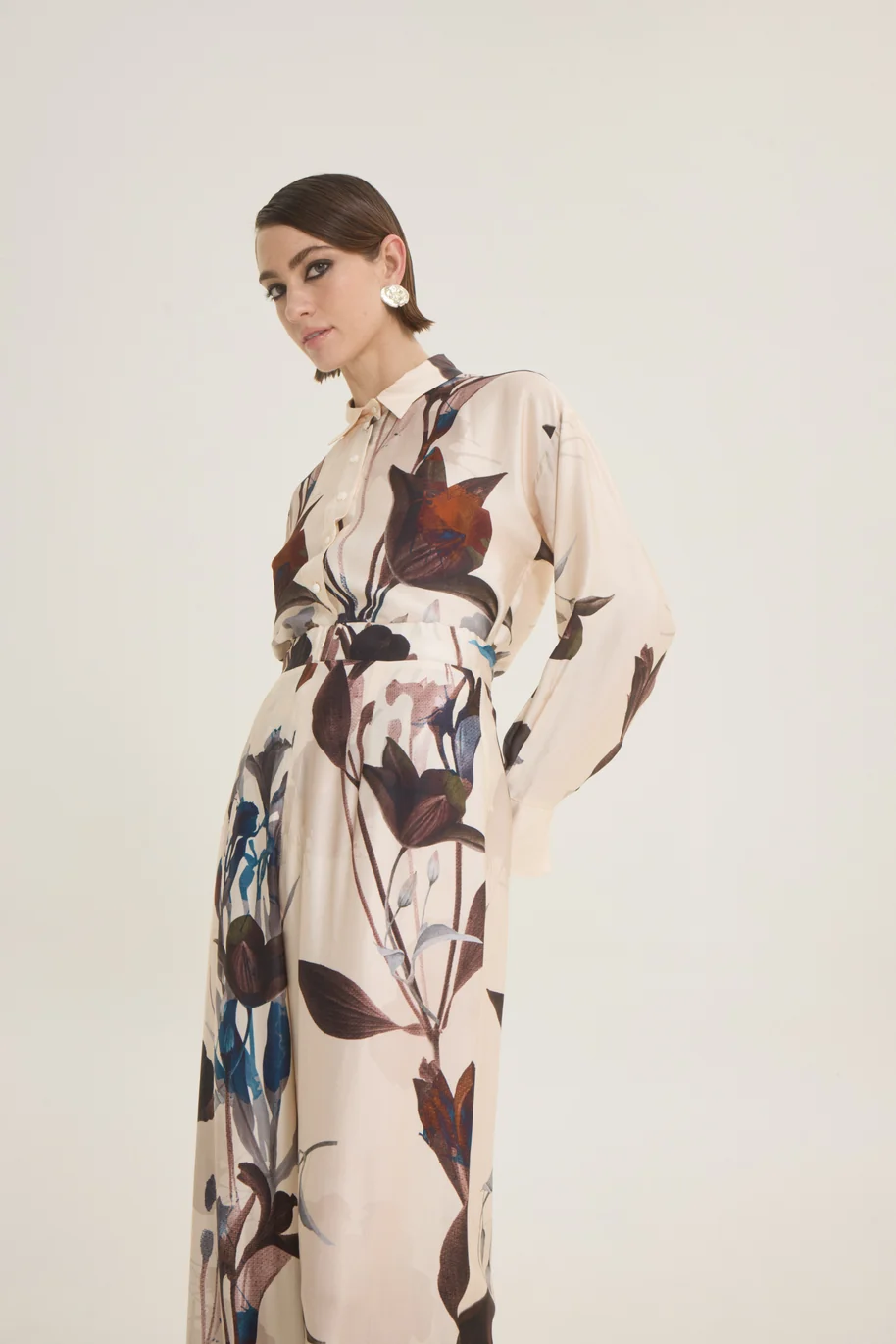 ChicardFW26-27213459 CHICARD Floral print shirt Ecru - Image 1