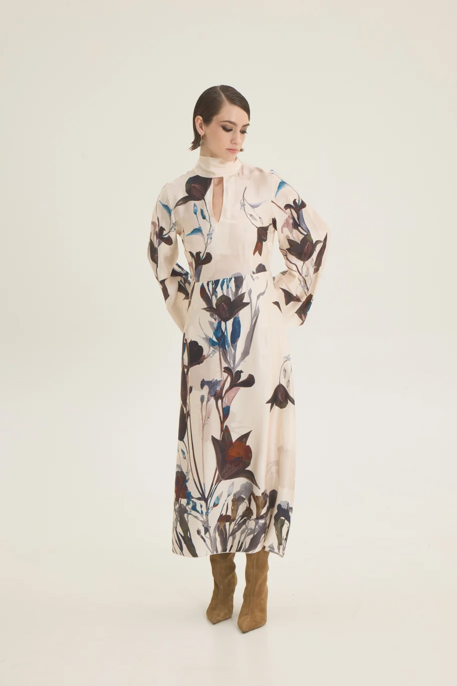 ChicardFW26-27214238 CHICARD Floral print dress Ecru - Image 1
