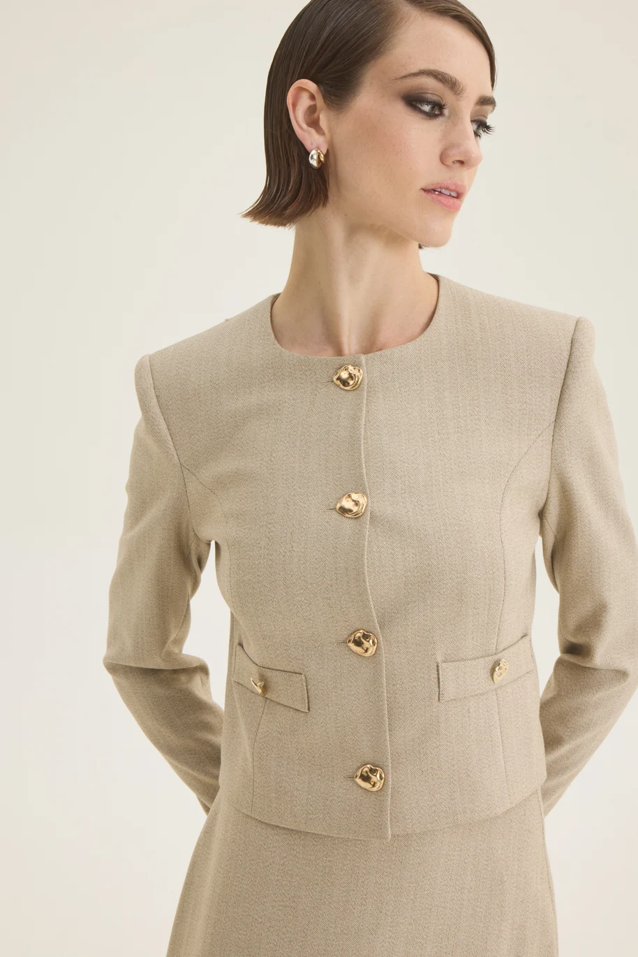 ChicardFW26-27215157 CHICARD Round-neck jacket Beige - Image 1