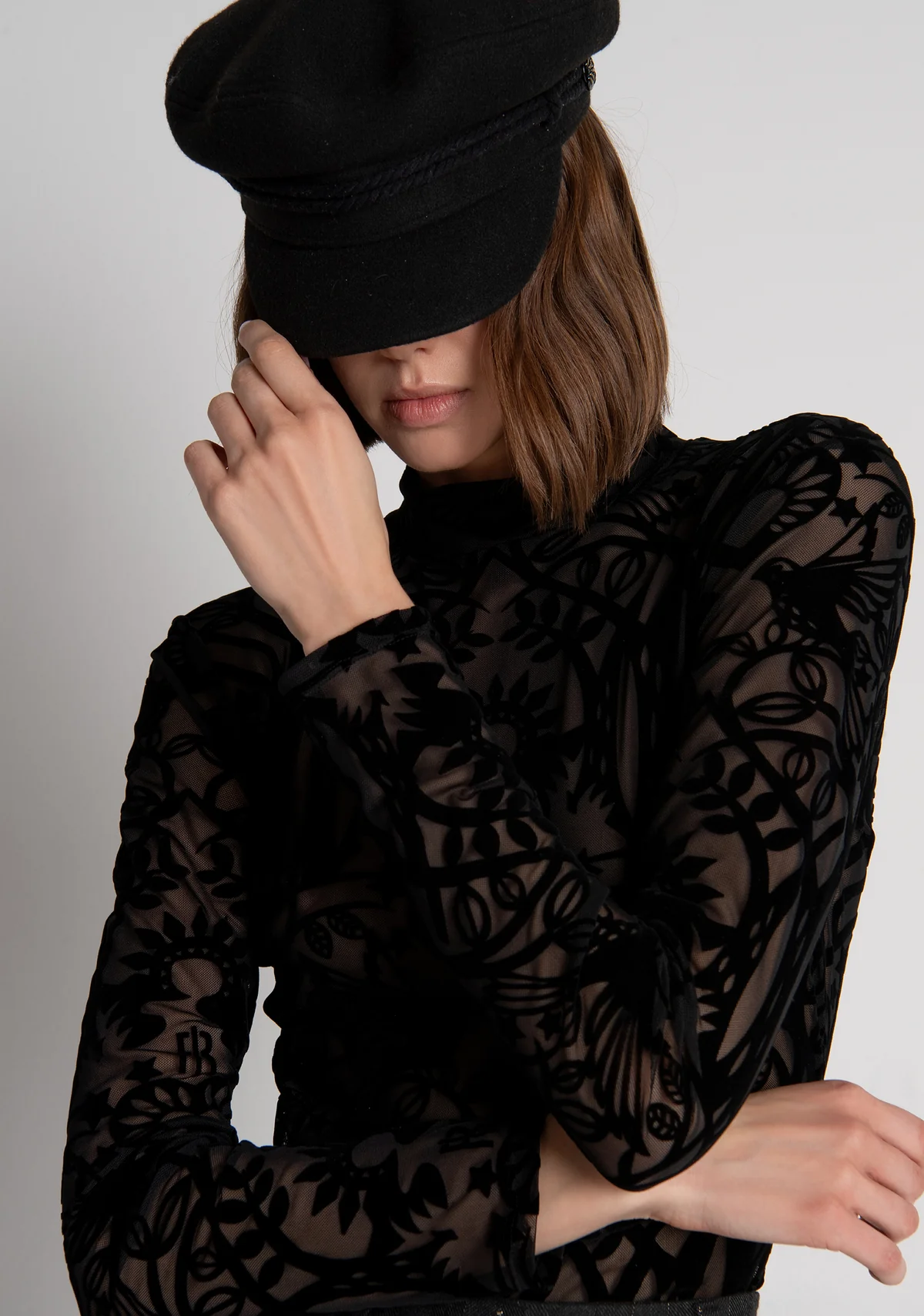 FS26WT5001W858Q5-053 FRACOMINA Body slim fit made in lace Black - Image 1